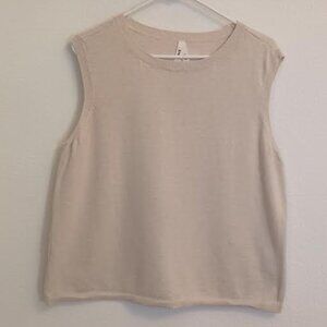 PACT WOMEN'S SWEATER OATMEAL BEIGE SLEEVELESS 100% ORGANIC COTTON SIZE XL